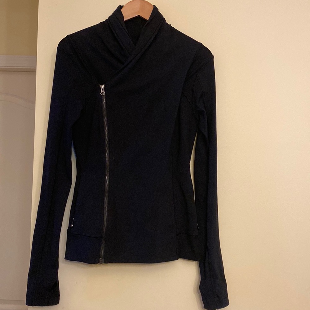 LULULEMON Bhakti Yoga Jacket ~ Sz 6~ Black ~ Full Zip Double Breasted ~ EUC